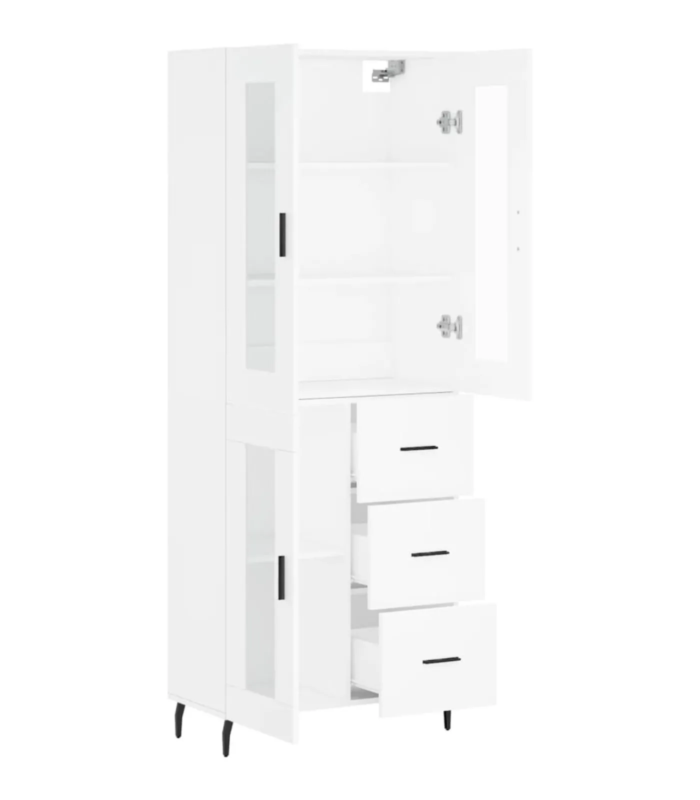 vidaXL Hoge kast 69,5x34x180 cm bewerkt hout wit