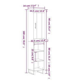 Sale Hoge kast 34,5x34x180 cm bewerkt hout grijs sonoma eikenkleurig Meubels