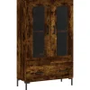 vidaXL Hoge kast 69,5x31x115 cm bewerkt hout gerookt eikenkleurig