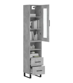 Clearance Hoge kast 34,5x34x180 cm bewerkt hout betongrijs Meubels