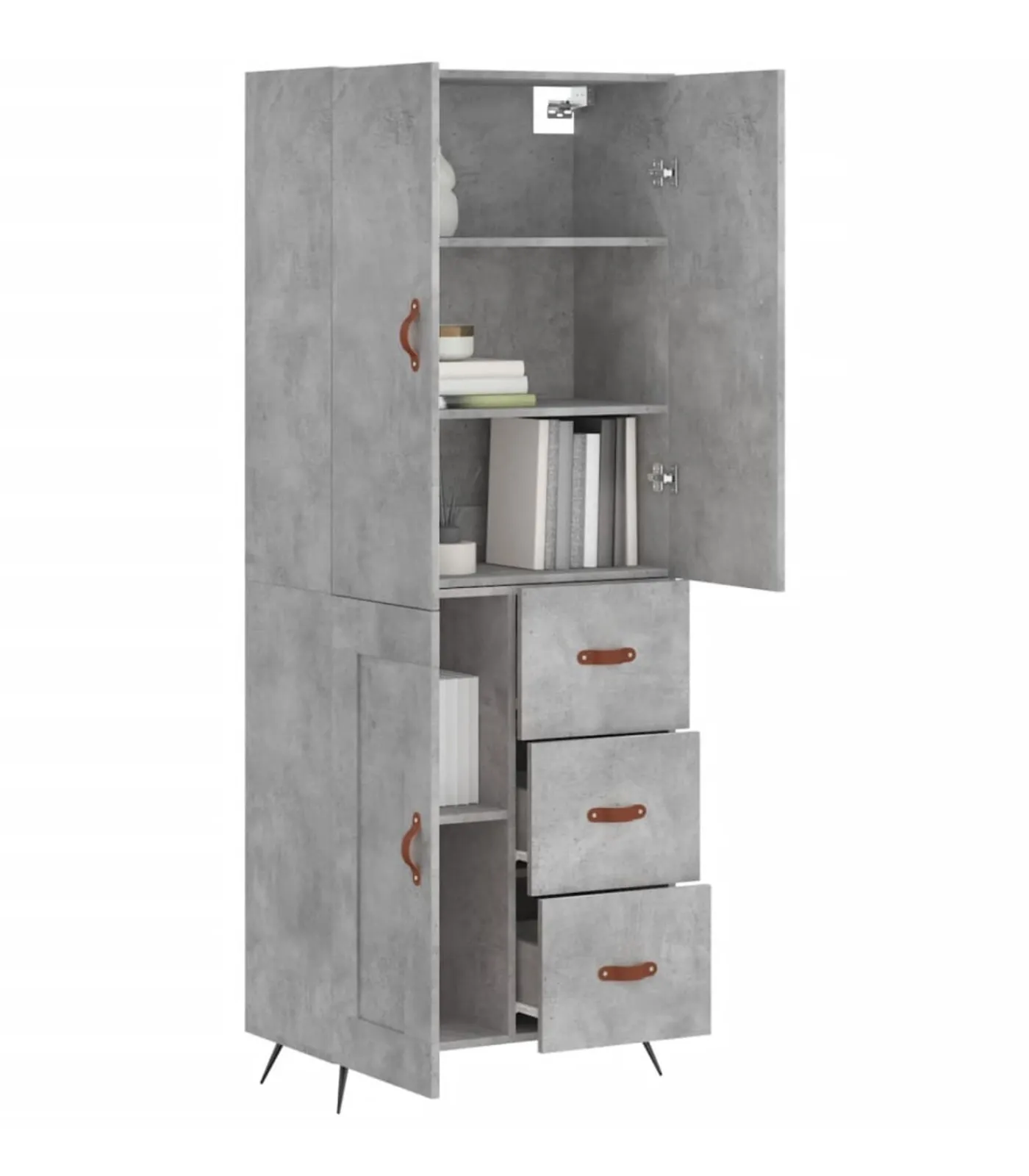 vidaXL Hoge kast 69,5x34x180 cm bewerkt hout betongrijs