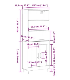 Discount Hoge kast 69,5x34x180 cm bewerkt hout grijs sonoma eikenkleurig Meubels