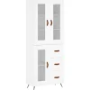 Outlet Hoge kast 69,5x34x180 cm bewerkt hout wit Meubels
