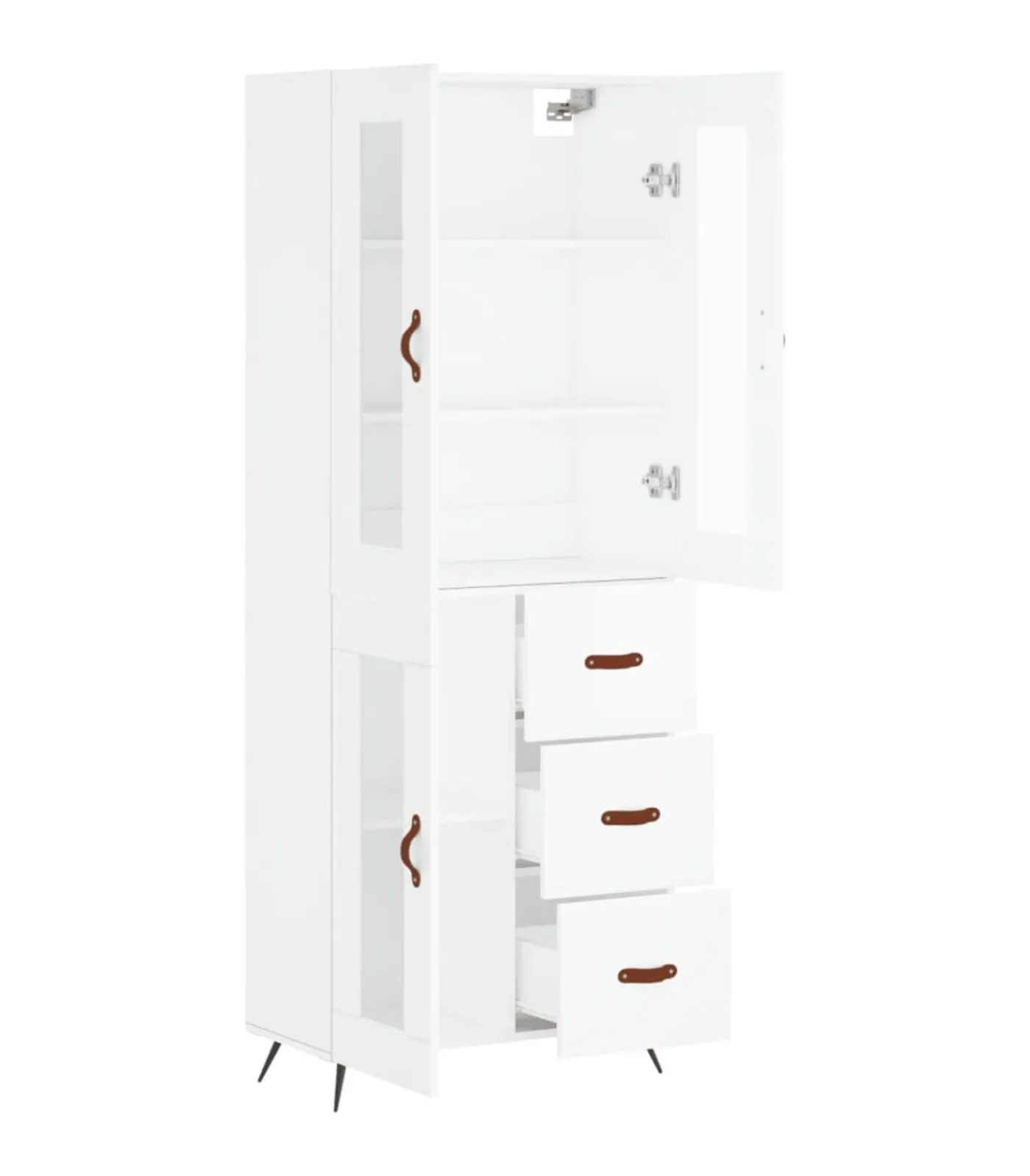 Outlet Hoge kast 69,5x34x180 cm bewerkt hout wit Meubels