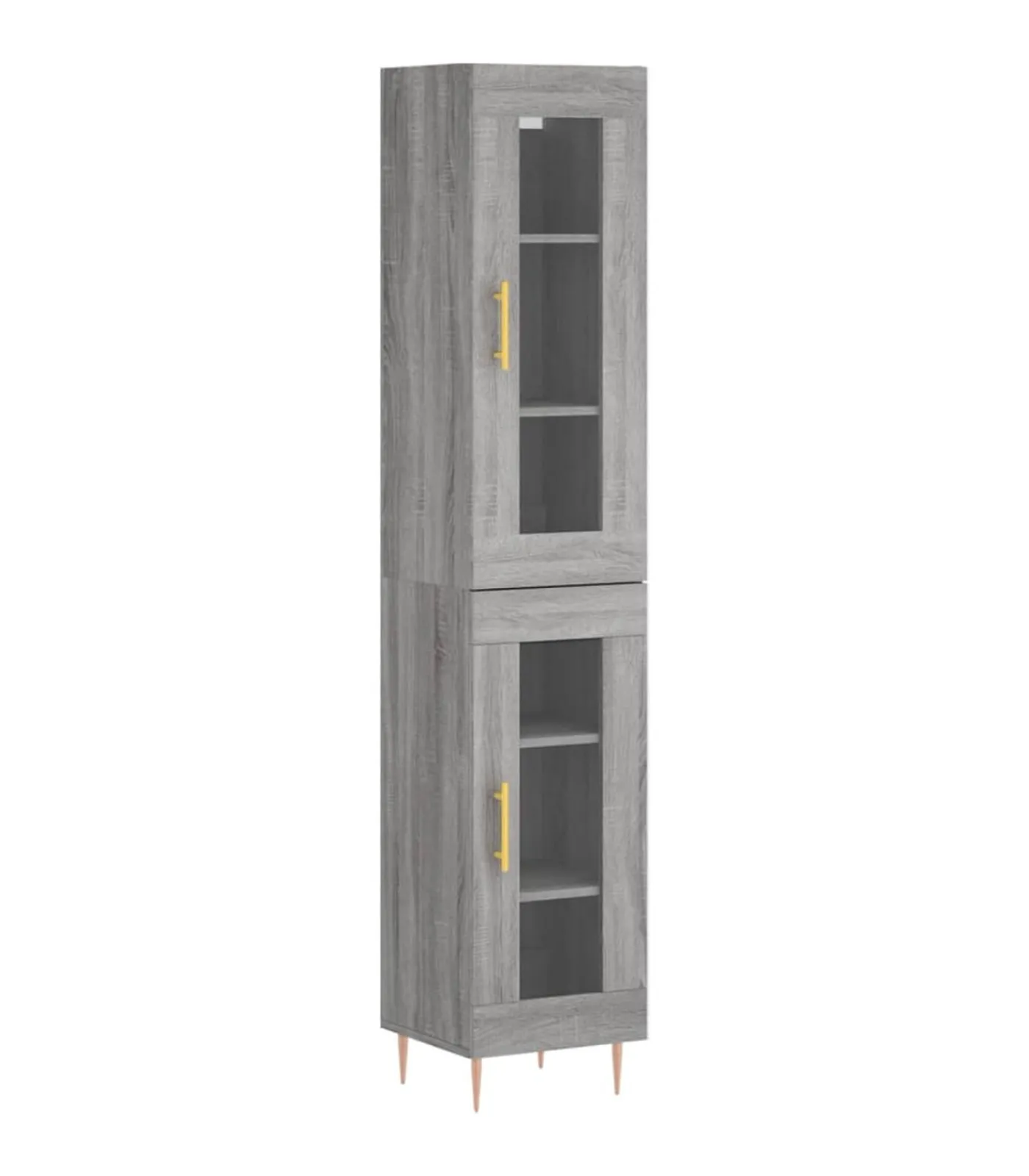 vidaXL Hoge kast 34,5x34x180 cm bewerkt hout grijs sonoma eikenkleurig