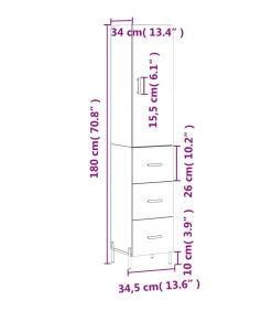 Sale Hoge kast 34,5x34x180 cm bewerkt hout grijs sonoma eikenkleurig Meubels