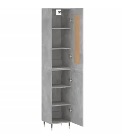 vidaXL Hoge kast 34,5x34x180 cm bewerkt hout betongrijs