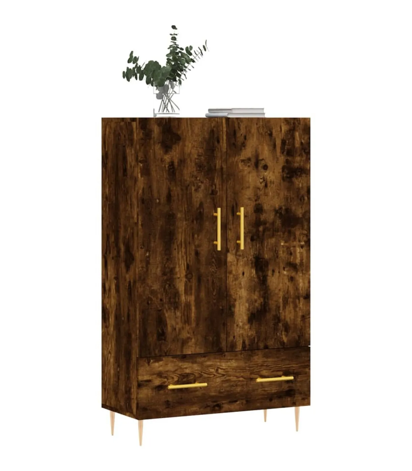 vidaXL Hoge kast 69,5x31x115 cm bewerkt hout gerookt eikenkleurig