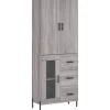 vidaXL Hoge kast 69,5x34x180 cm bewerkt hout grijs sonoma eikenkleurig