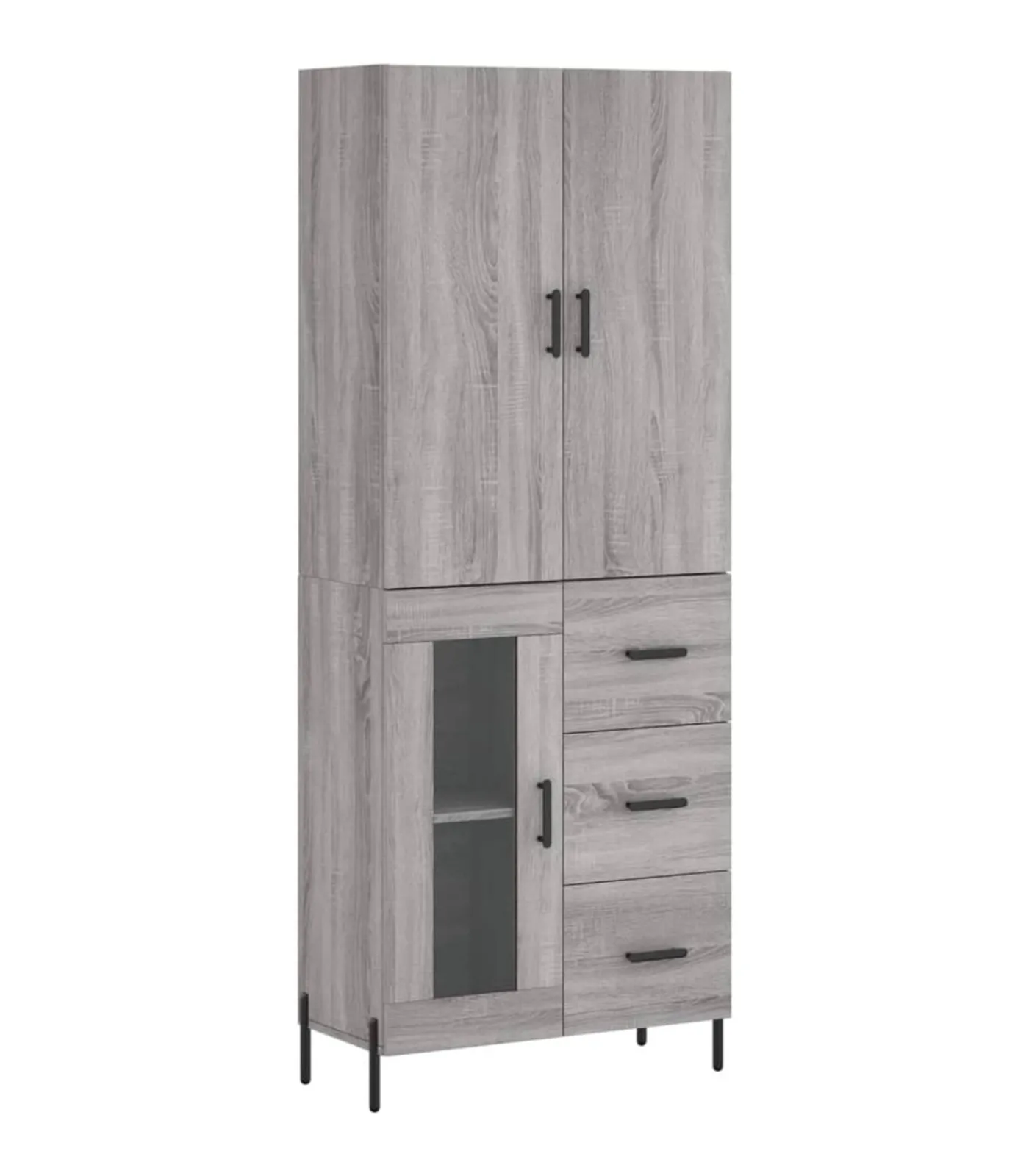 vidaXL Hoge kast 69,5x34x180 cm bewerkt hout grijs sonoma eikenkleurig
