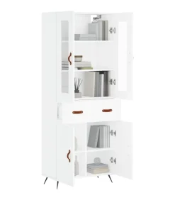 Outlet Hoge kast 69,5x34x180 cm bewerkt hout wit Meubels