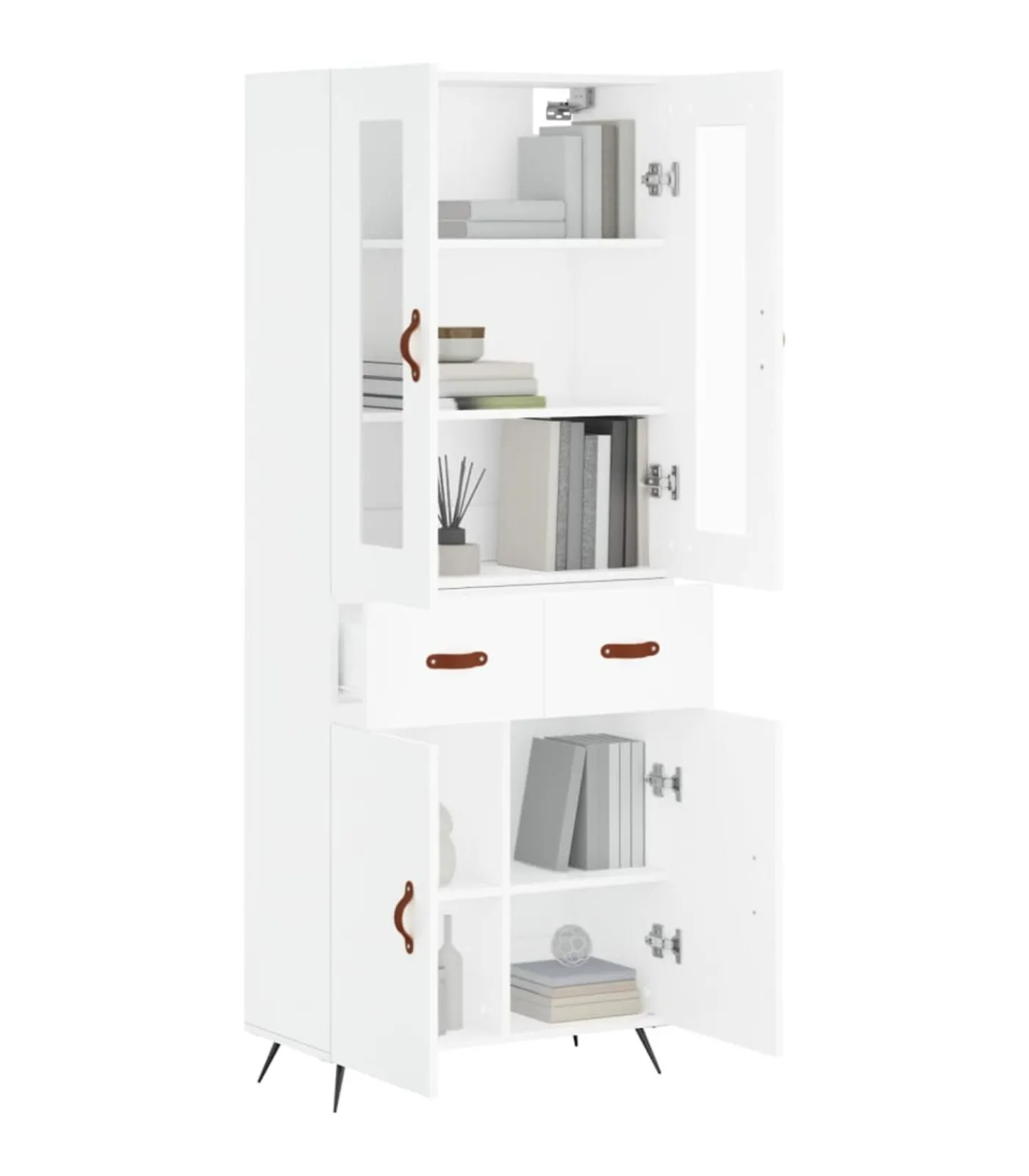 Outlet Hoge kast 69,5x34x180 cm bewerkt hout wit Meubels