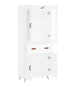 Outlet Hoge kast 69,5x34x180 cm bewerkt hout wit Meubels