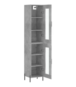 vidaXL Hoge kast 34,5x34x180 cm bewerkt hout betongrijs