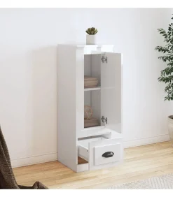 vidaXL Hoge kast 36x35,5x103,5 cm bewerkt hout hoogglans wit