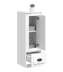 vidaXL Hoge kast 36x35,5x103,5 cm bewerkt hout hoogglans wit