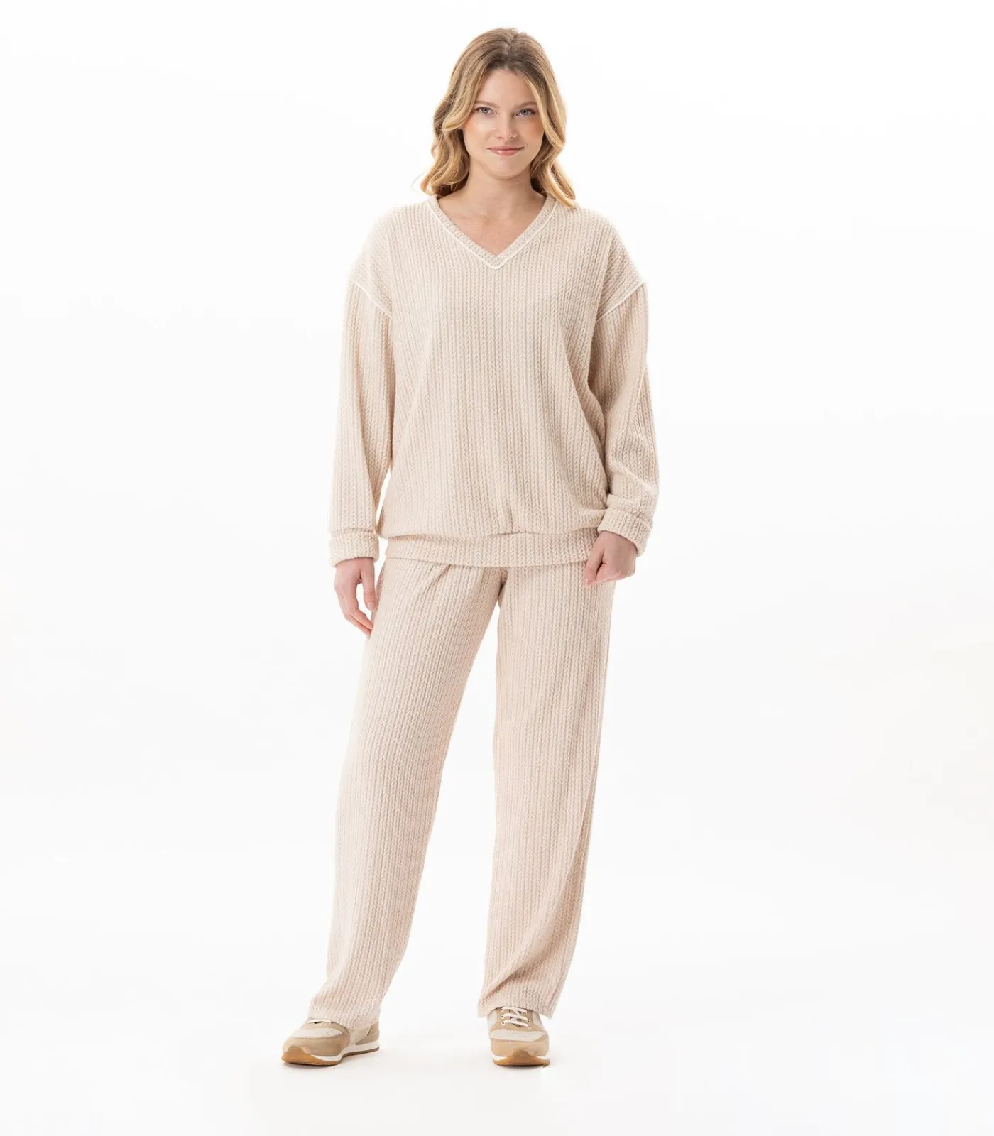 DAMES LE CHAT Homewear-set van gebreide stof SHETLAND 124