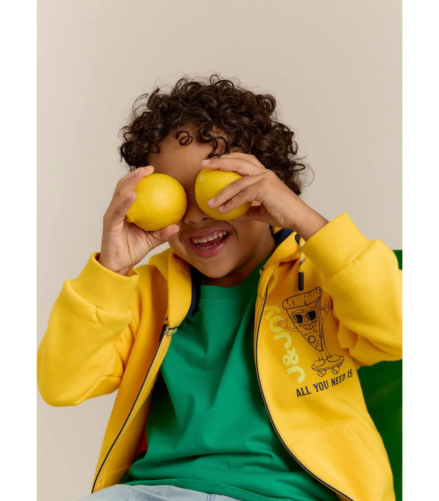 Kinderen J&JOY Hoodie met pizzalogo en rits