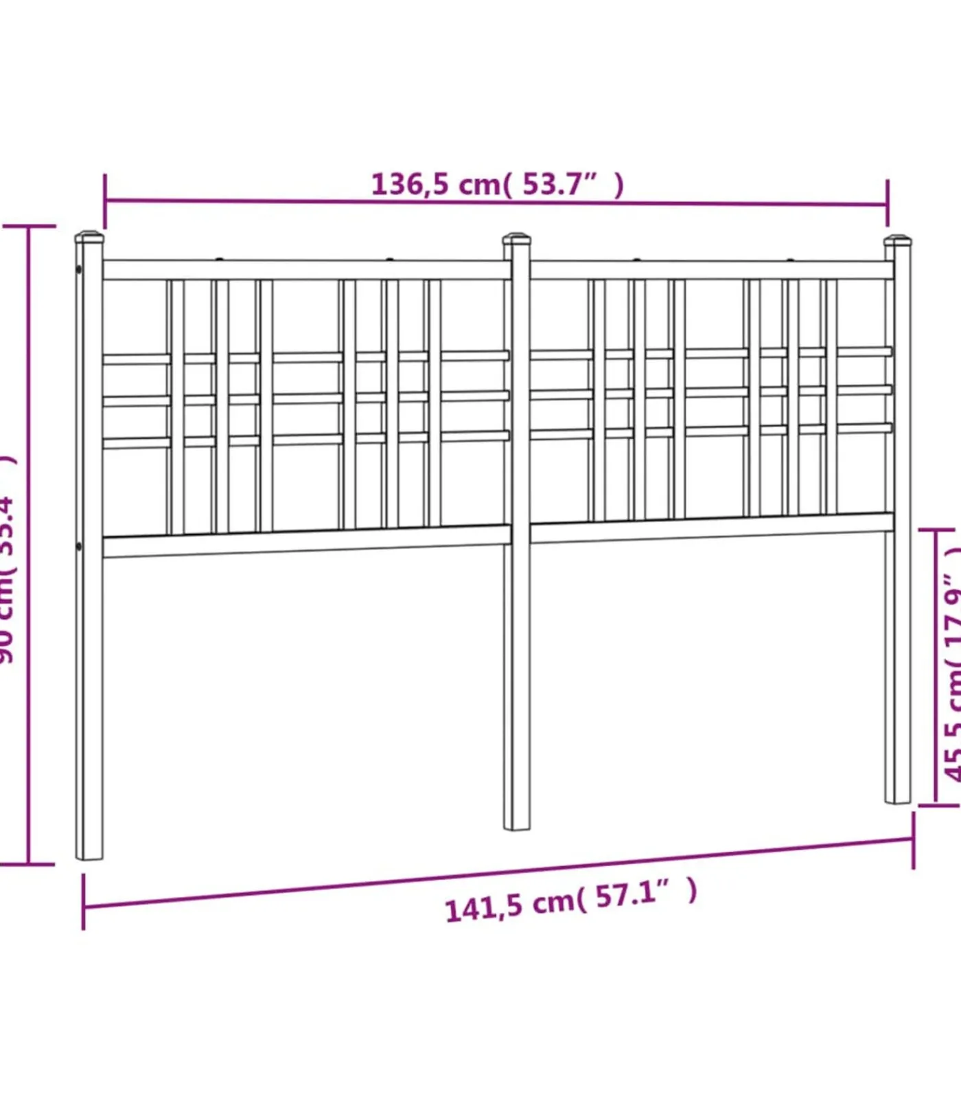 vidaXL Hoofdbord 137 cm metaal wit