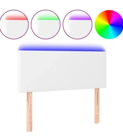 vidaXL Hoofdbord LED 80x5x78/88 cm kunstleer wit