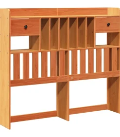 New Hoofdbord met opbergruimte 120 cm massief grenenhout wasbruin Bedden