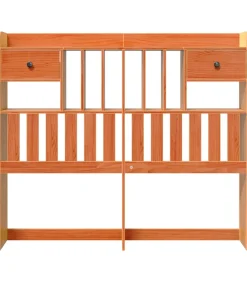 New Hoofdbord met opbergruimte 120 cm massief grenenhout wasbruin Bedden