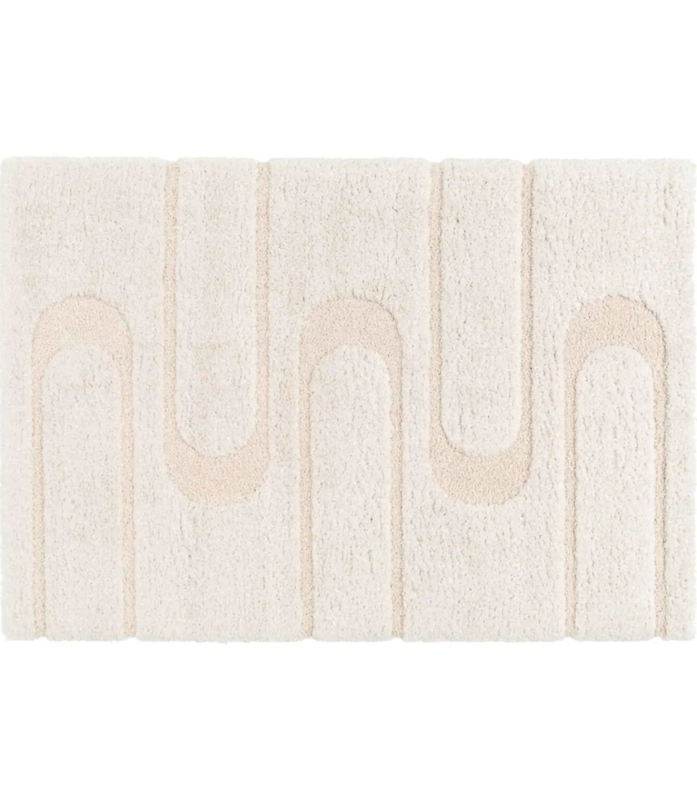 Oviala Hoogpolig vloerkleed met ecru geometrisch patroon 120 x 170 cm