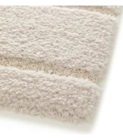 Oviala Hoogpolig vloerkleed met ecru geometrisch patroon 120 x 170 cm