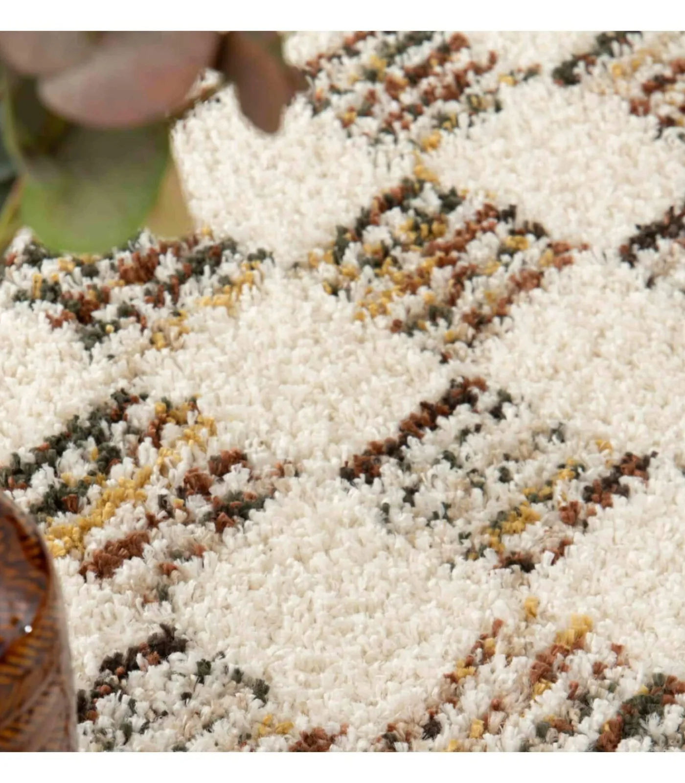 Hot Hoogpolig vloerkleed met bruin vierkant patroon 120 x 170 cm Tapijten