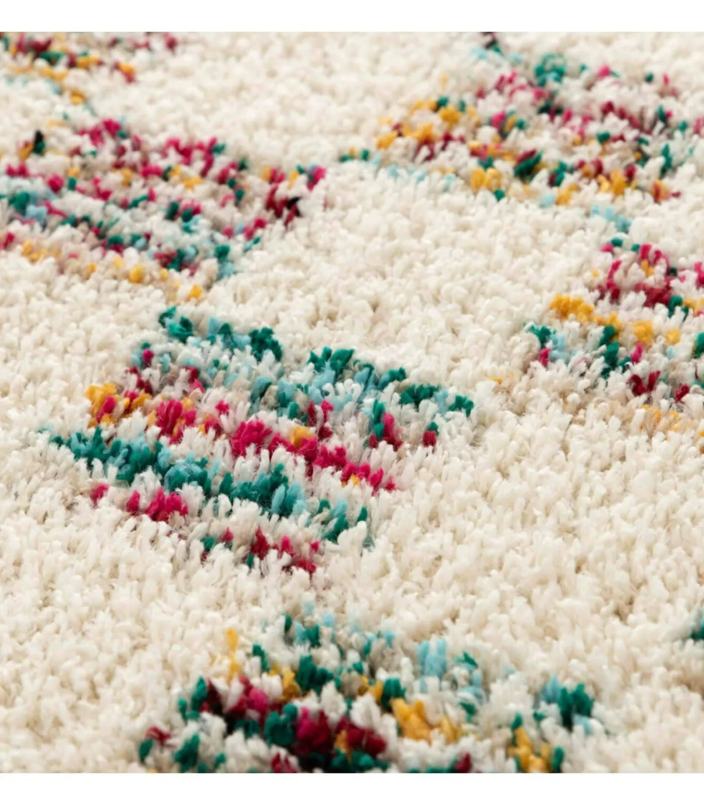 Oviala Hoogpolig vloerkleed met veelkleurig vierkant patroon 160 x 230 cm