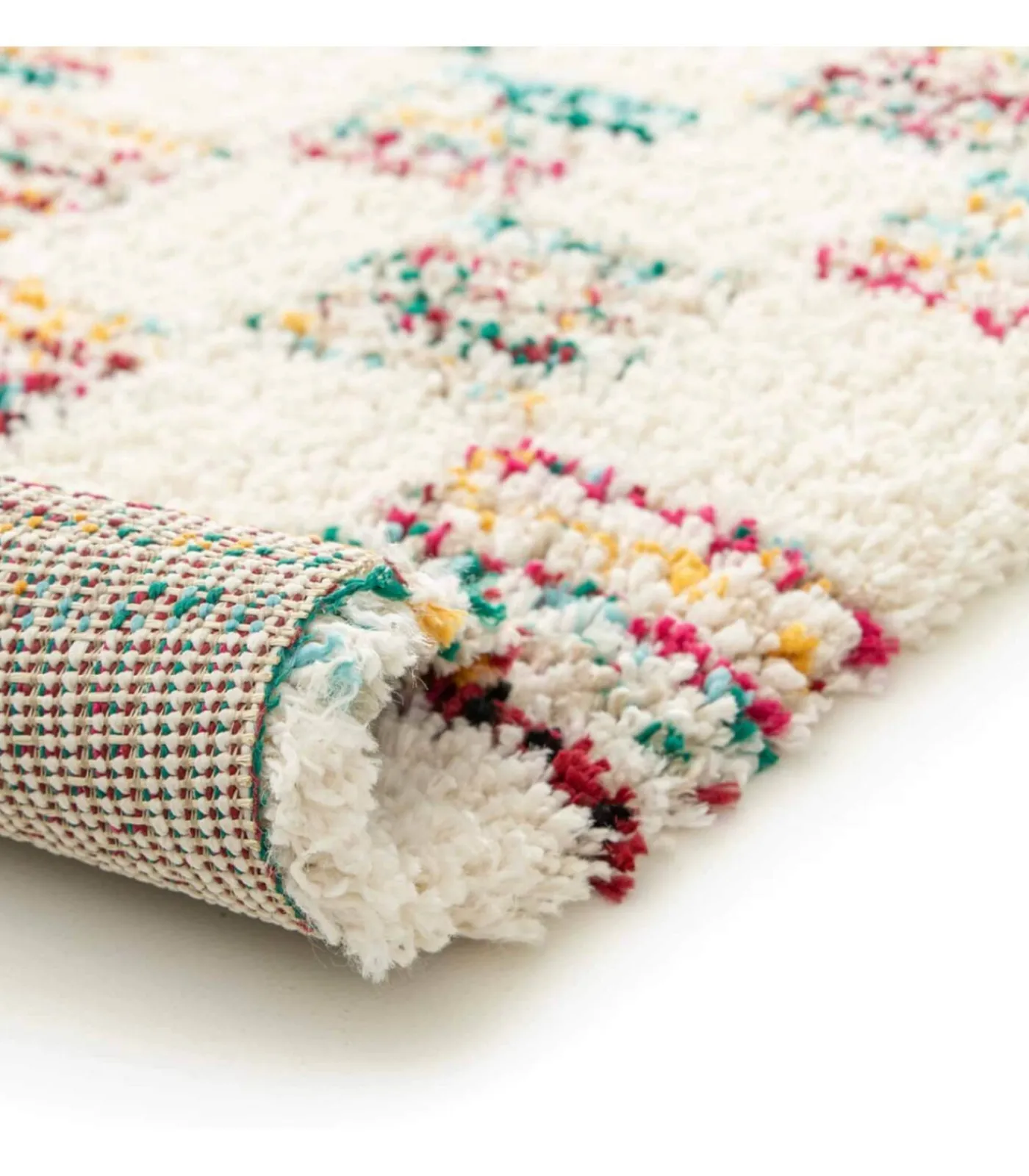 Oviala Hoogpolig vloerkleed met veelkleurig vierkant patroon 160 x 230 cm