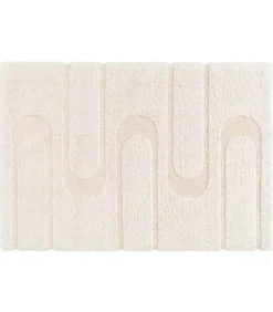 Best Hoogpolig vloerkleed met ecru geometrisch patroon 160 x 230 cm Tapijten