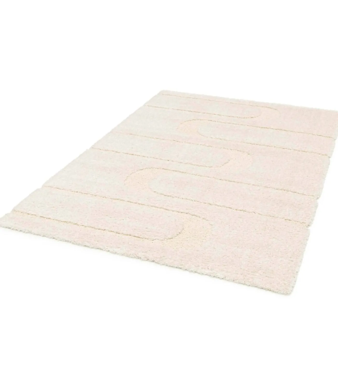 Best Hoogpolig vloerkleed met ecru geometrisch patroon 160 x 230 cm Tapijten