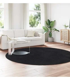 Discount Hoogpolig vloerkleed NAVARRA 240x240 cm polyester zwart Tapijten