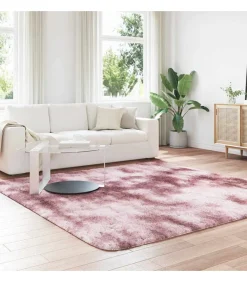 vidaXL Hoogpolig vloerkleed NAVARRA 240x240 cm polyester stoffig roze