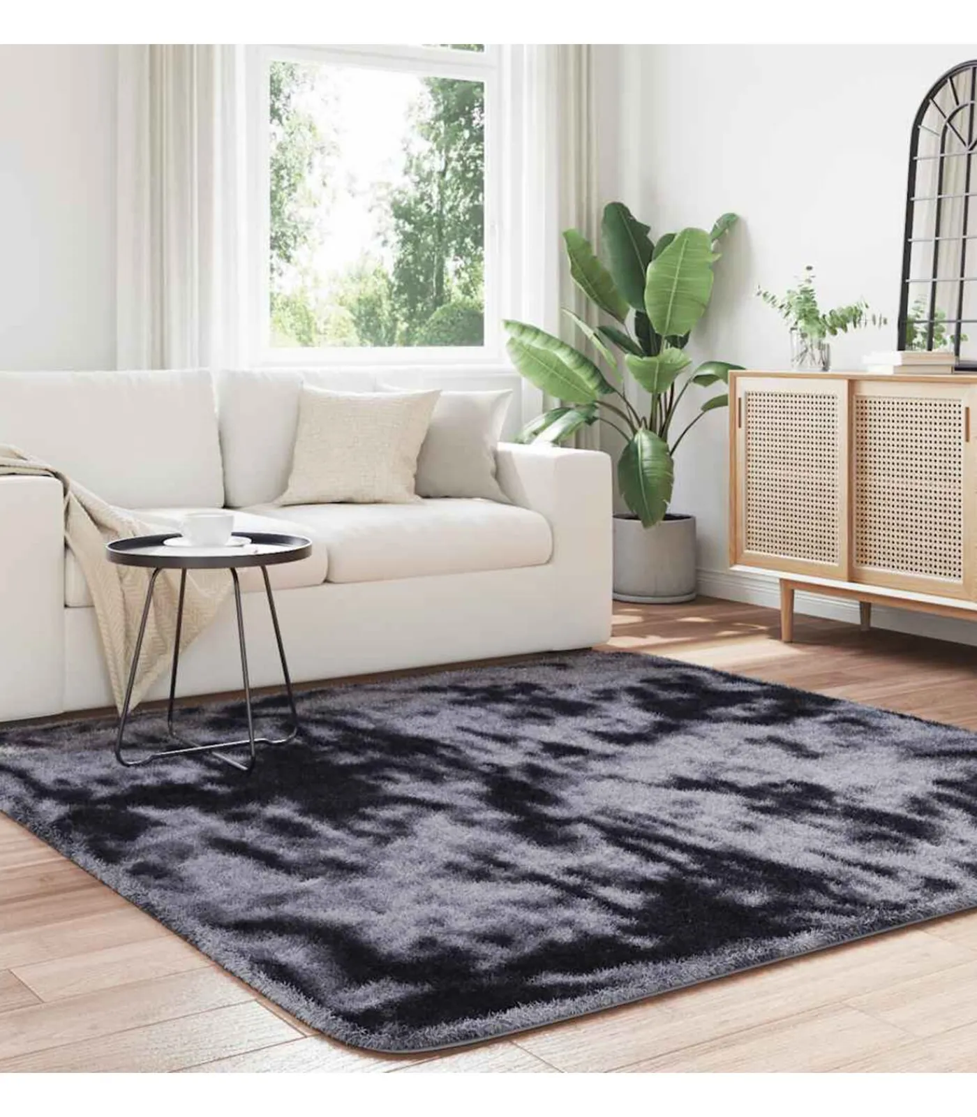 vidaXL Hoogpolig vloerkleed NAVARRA 200x200 cm polyester donkergrijs