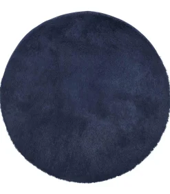 vidaXL Hoogpolig vloerkleed NAVARRA 160x160 cm polyester marineblauw