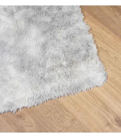 Discount Hoogpolig vloerkleed NAVARRA 130x200 cm polyester zilvergrijs Tapijten