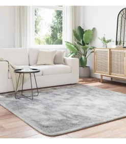 Sale Hoogpolig vloerkleed NAVARRA 200x200 cm polyester zilvergrijs Tapijten