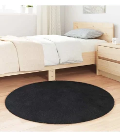 vidaXL Hoogpolig vloerkleed NAVARRA 100x100 cm polyester zwart