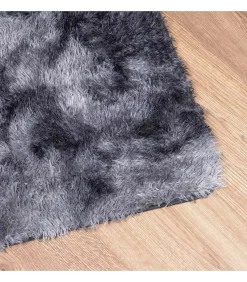 Online Hoogpolig vloerkleed NAVARRA 240x240 cm polyester donkergrijs Tapijten