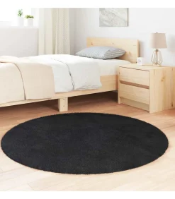 vidaXL Hoogpolig vloerkleed NAVARRA 120x120 cm polyester zwart