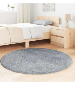 vidaXL Hoogpolig vloerkleed NAVARRA 120x120 cm polyester lichtgrijs