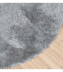 vidaXL Hoogpolig vloerkleed NAVARRA 120x120 cm polyester lichtgrijs