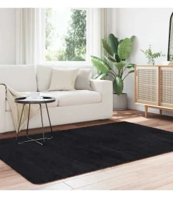 Discount Hoogpolig vloerkleed NAVARRA 130x200 cm polyester zwart Tapijten