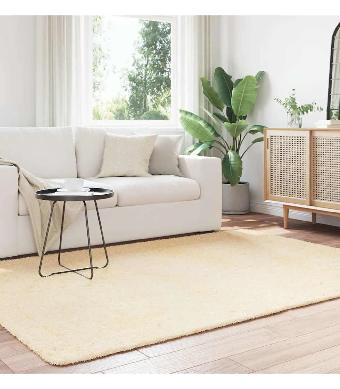 vidaXL Hoogpolig vloerkleed NAVARRA 160x230 cm polyester crèmekleurig