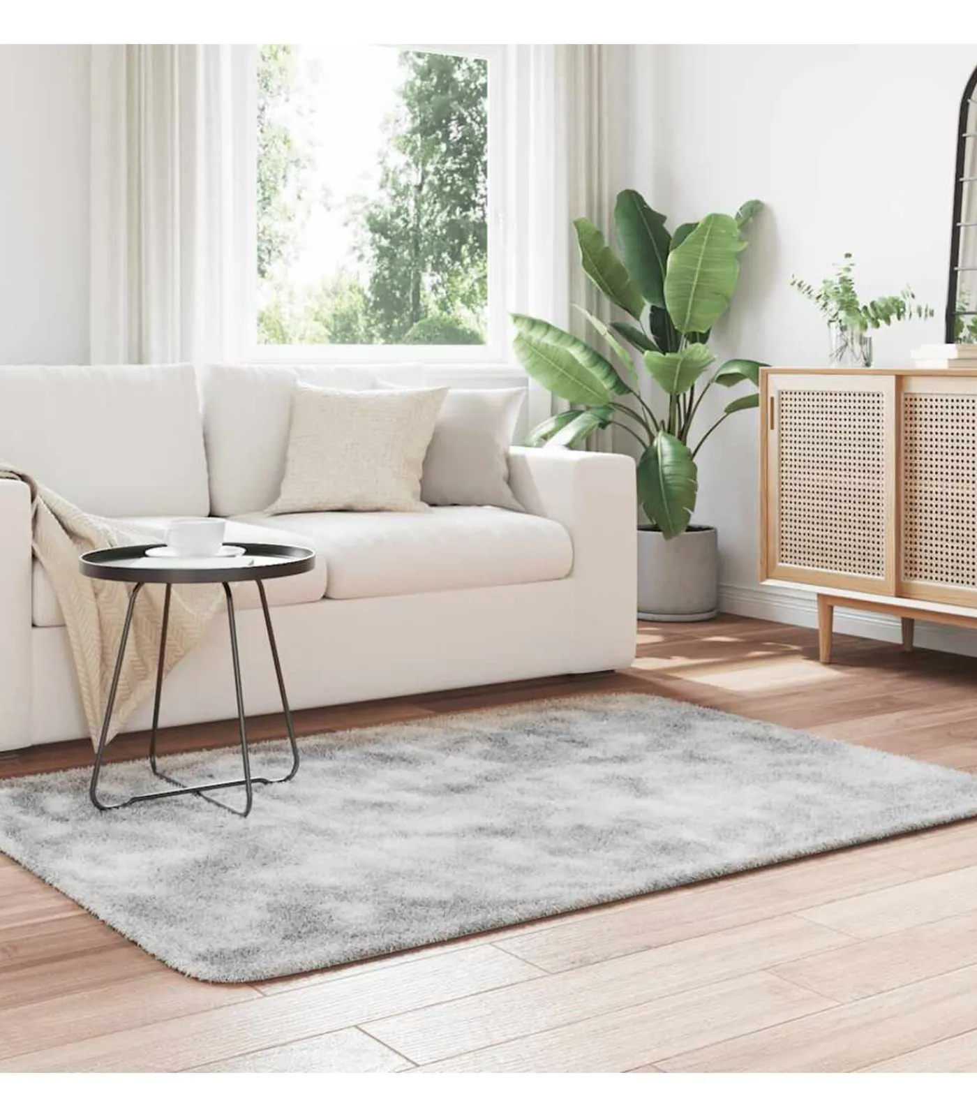 Online Hoogpolig vloerkleed NAVARRA 120x170 cm polyester zilvergrijs Tapijten