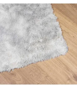 Online Hoogpolig vloerkleed NAVARRA 120x170 cm polyester zilvergrijs Tapijten