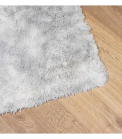 Hoogpolig vloerkleed NAVARRA 120x120 cm polyester zilvergrijs Tapijten