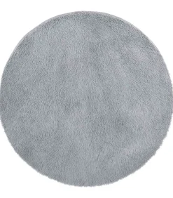 Sale Hoogpolig vloerkleed NAVARRA 100x100 cm polyester lichtgrijs Tapijten